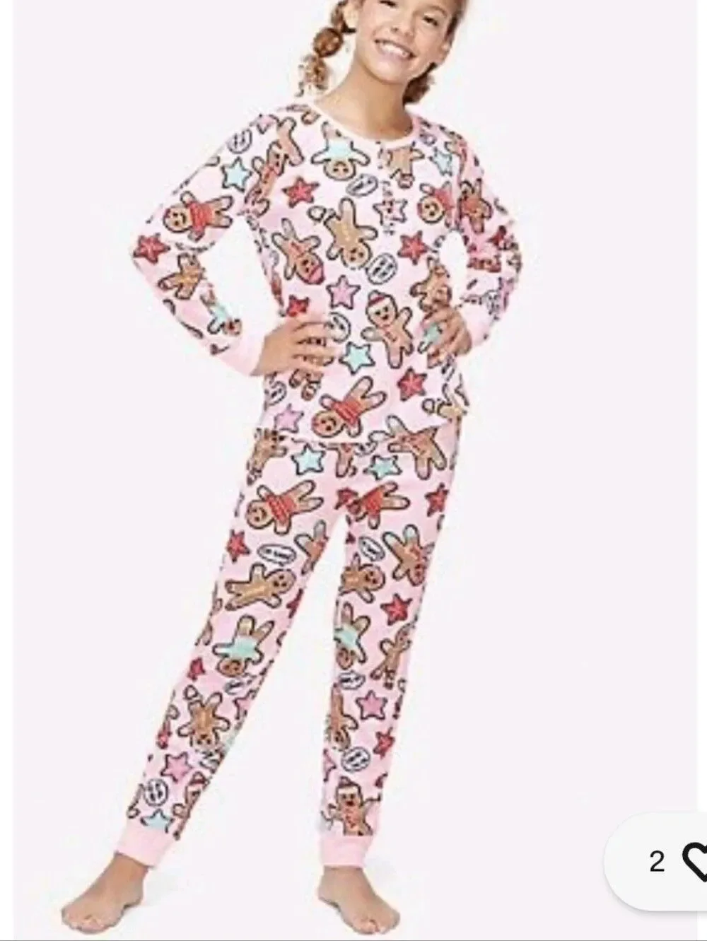 Justice Size 10 Gingerbread 2 piece Pajama Set